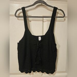 💜3/$12💜 Old Navy Black Knit Tank with Tie Front